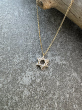 Load image into Gallery viewer, DOUBLE SIDED GOLD & DIAMOND JEWISH STAR PENDANT