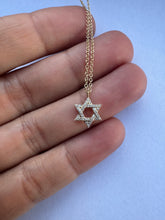 Load image into Gallery viewer, DOUBLE SIDED GOLD & DIAMOND JEWISH STAR PENDANT