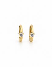 Load image into Gallery viewer, Lumina Small Gold Huggie with a single Diamond