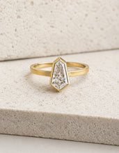 Load image into Gallery viewer, OOAK- NATURAL SHIELD DIAMOND BEZEL SET BRUSHED GOLD