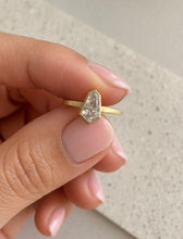 Load image into Gallery viewer, OOAK- NATURAL SHIELD DIAMOND BEZEL SET BRUSHED GOLD