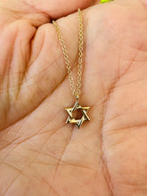 Load image into Gallery viewer, DOUBLE SIDED GOLD & DIAMOND JEWISH STAR PENDANT