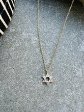 Load image into Gallery viewer, DOUBLE SIDED GOLD &amp; DIAMOND JEWISH STAR PENDANT
