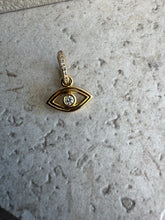Load image into Gallery viewer, 14K Solid Gold Diamond Eye Charm | Locking Enhancer Pendant for Necklaces, Bracelets & Anklets