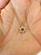Load image into Gallery viewer, DOUBLE SIDED GOLD & DIAMOND JEWISH STAR PENDANT