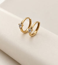 Load image into Gallery viewer, Lumina Small Gold Huggie with a single Diamond