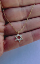 Load and play video in Gallery viewer, DOUBLE SIDED GOLD &amp; DIAMOND JEWISH STAR PENDANT
