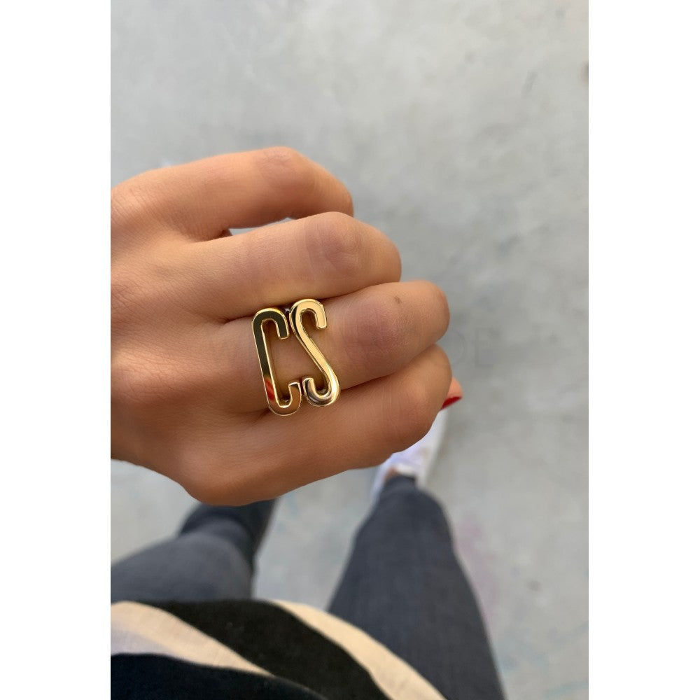 AYLA SOLID GOLD INITIAL SIGNET RING
