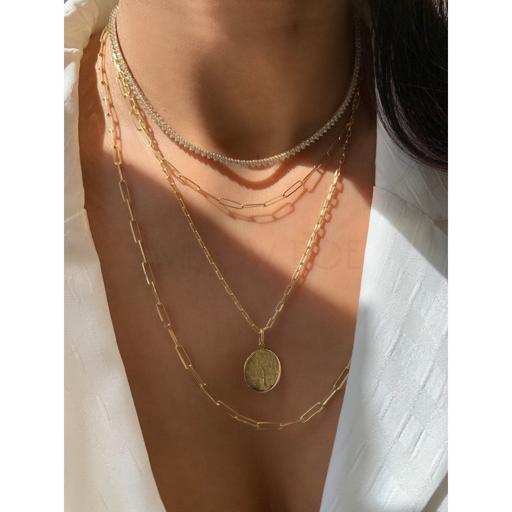 BYRDIE SEMI HOLLOW PAPERCLIP NECKLACE