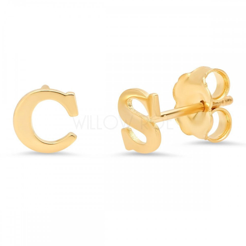 10Kt Gold Initial Letter Earrings V