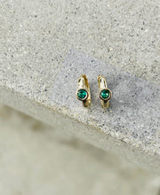 Load image into Gallery viewer, ARLOW GREEN EMERALD HOOP EARRINGS