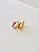 Load image into Gallery viewer, AVA PINK SAPPHIRES HUGGIE HOOPS