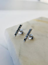 Load image into Gallery viewer, ARIA BLACK DIAMOND BAR EARRINGS
