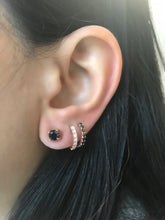 Load image into Gallery viewer, AVA DIAMOND HUGGIE HOOP EARRINGS