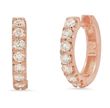 Load image into Gallery viewer, AVA DIAMOND HUGGIE HOOP EARRINGS