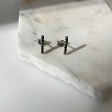 Load image into Gallery viewer, ARIA BLACK DIAMOND BAR EARRINGS