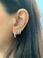 Load image into Gallery viewer, AVA DIAMOND HUGGIE HOOP EARRINGS