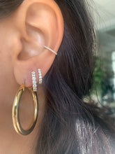Load image into Gallery viewer, AVA DIAMOND HUGGIE HOOP EARRINGS