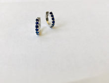 Load image into Gallery viewer, AVA BLUE SAPPHIRE HUGGIE HOOPS
