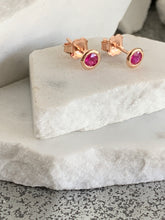 Load image into Gallery viewer, RORY PINK SAPPHIRE BEZEL STUDS