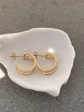 Load image into Gallery viewer, CLEO TRIPLE ROW DIAMOND HUGGIE EARRINGS