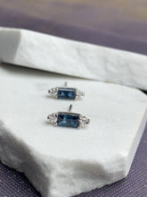 Load image into Gallery viewer, LIVIA BLUE SAPPHIRE BAGUETTE DIAMOND EARRINGS
