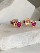 Load image into Gallery viewer, RORY PINK SAPPHIRE BEZEL STUDS