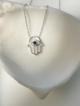 Load image into Gallery viewer, BLUE SAPPHIRE HAMSA NECKLACE