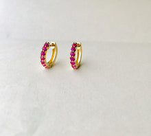 Load image into Gallery viewer, AVA PINK SAPPHIRES HUGGIE HOOPS