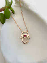 Load image into Gallery viewer, RUBY HAMSA NECKLACE
