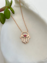 Load image into Gallery viewer, RUBY HAMSA NECKLACE