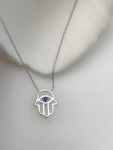 Load image into Gallery viewer, BLUE SAPPHIRE HAMSA NECKLACE