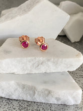 Load image into Gallery viewer, RORY PINK SAPPHIRE BEZEL STUDS