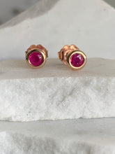 Load image into Gallery viewer, RORY PINK SAPPHIRE BEZEL STUDS