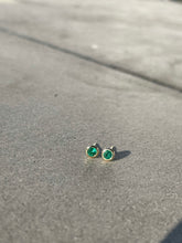 Load image into Gallery viewer, POPPY GREEN EMERALD ROUND STUDS