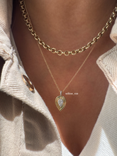 Load image into Gallery viewer, NATURAL PEAR DIAMOND HALO GOLD BEZEL PENDANT NECKLACE
