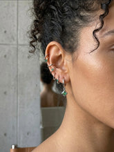 Load image into Gallery viewer, Princess Cut Natural Green Emerald Bezel Set Small Huggie Hoop Earrings
