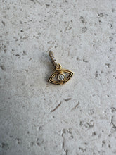 Load image into Gallery viewer, 14K Solid Gold Diamond Eye Charm | Locking Enhancer Pendant for Necklaces, Bracelets &amp; Anklets
