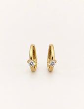 Load image into Gallery viewer, Lumina Small Gold Huggie with a single Diamond
