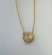 Load image into Gallery viewer, Willow Roe 14K gold Sienna sunburst diamond center disc  pendant necklace
