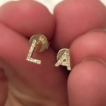 Load image into Gallery viewer, TEENY DIAMOND LETTER STUD EARRING

