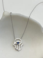 Load image into Gallery viewer, BLUE SAPPHIRE HAMSA NECKLACE
