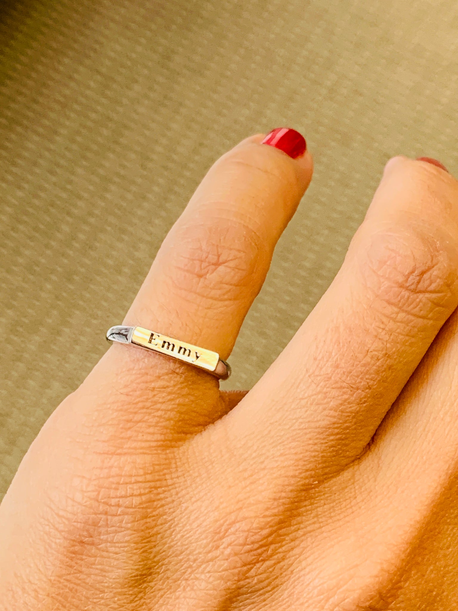 Personalized Gold Bar Ring
