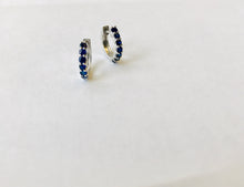 Load image into Gallery viewer, AVA BLUE SAPPHIRE HUGGIE HOOPS
