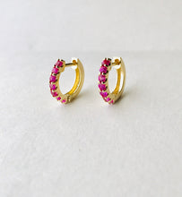 Load image into Gallery viewer, AVA PINK SAPPHIRES HUGGIE HOOPS
