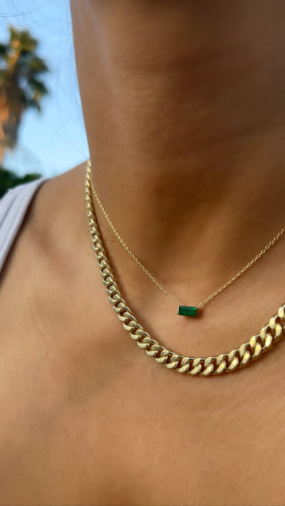 ESMERALDA GREEN EMERALD BAGUETTE NECKLACE